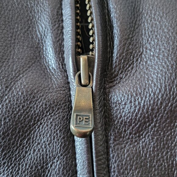 Perry Ellis Men’s XL Classic Soft Leather Jacket, Brown, Lined, Adjustable Cuff - Picture 7 of 13